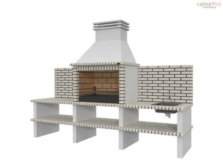 Churrasqueira Grande PAELLA Collippo Nisa 040/4PTLL4 com Bancadas, Lava-Loiças e Painel Traseiro