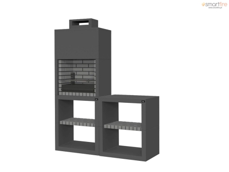 Churrasqueira Maia Modul60PT/2 preta com bancada - Collippo