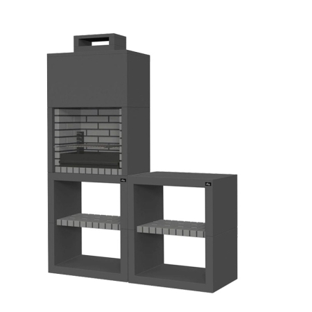 Churrasqueira Maia Modul60PT/2 preta com bancada - Collippo