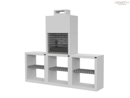 Conjunto de Churrasqueira Maia com Bancadas - Cúpula Branca Maia Modul60T/4.C