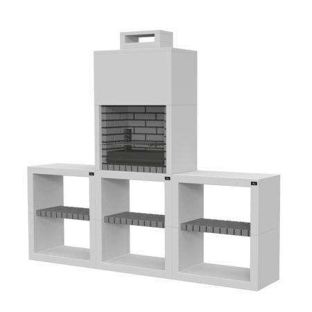 Conjunto de Churrasqueira Maia com Bancadas - Cúpula Branca Maia Modul60T/4.C
