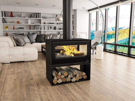 Salamandra Cairo 90 D Box com Lenheiro 13kW Bronpi