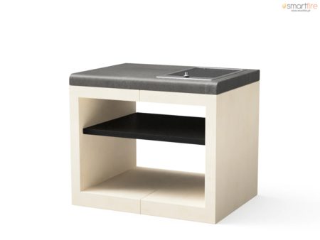 Módulo Bancada KITAWAY Liso Cinza/Branco com Grill eléctrico
