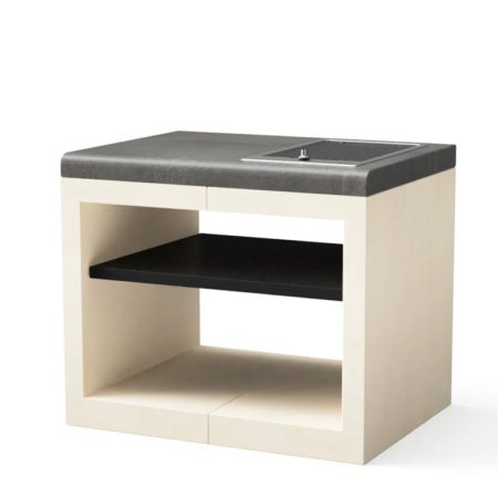 Módulo Bancada KITAWAY Liso Cinza/Branco com Grill eléctrico