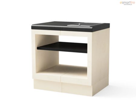 Módulo Bancada KITAWAY Liso Preto/Branco c/ Grill c/ Rodapé