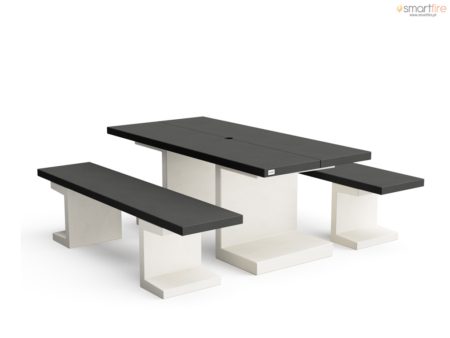 Conjunto de Mesa + Bancos - Pick & Nick Kitaway Preto/Branco