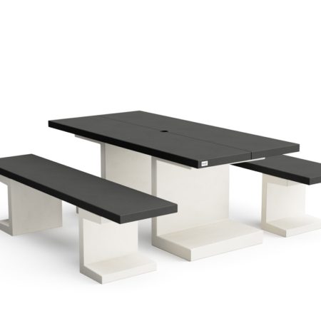 Conjunto de Mesa + Bancos - Pick & Nick Kitaway Preto/Branco