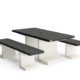 Conjunto de Mesa + Bancos - Pick & Nick Kitaway Preto/Branco