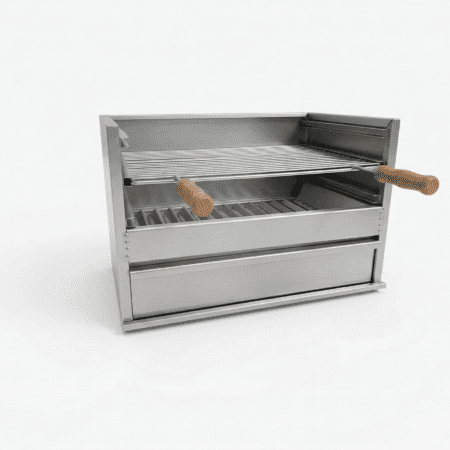 Grelhador Inox 304 com Grelha Regulável, Pingadeira e Gaveta de Cinzas | 60x40 cm