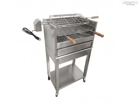 Churrasqueira Inox 304 com Carrinho, Motor, Grelhas e espeto - MOVE 60 2F