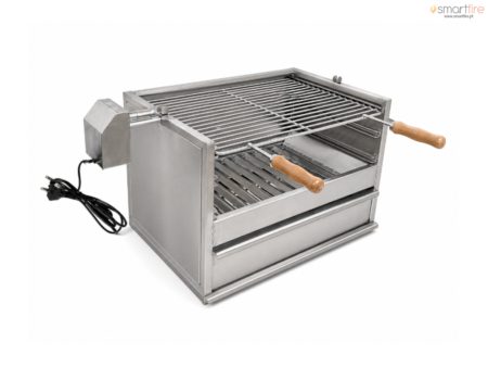 Grelhador Inox 304 com Motor Lateral, Espeto e Grelha Rotativa para 2 Frangos – 60x40 cm