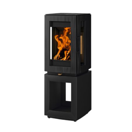 Salamandra a lenha trifacial Glow com Lenheiro - Hergom 5.9kW