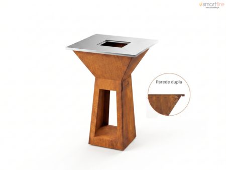 Grelhador Aço Corten UXOR MIDI com Lenheiro e Tampo Inox