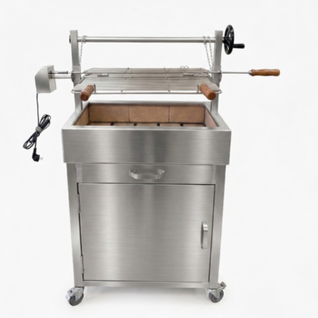 Churrasqueira Móvel em Inox 304 com Motor e Grelha Elevável