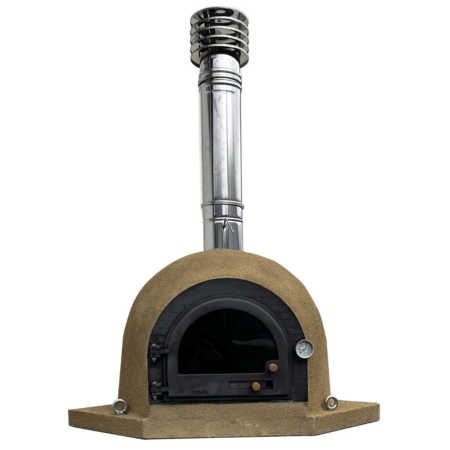 Forno a Lenha de Canto Nesh Articimentos 85x85 cm com Isolamento Bege e Chaminé em Inox